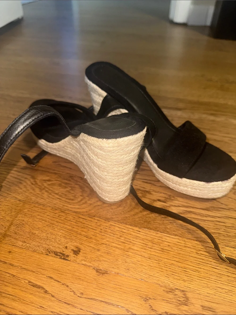 Black Espadrille Wedge Sandals - Women